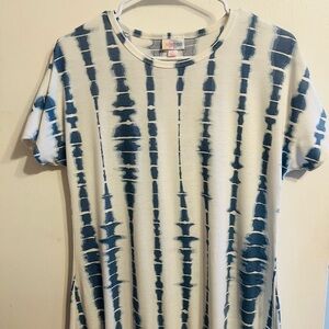 LuLaRoe Navy and White Patterned Top